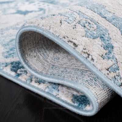 Palermo Blue and Beige Hand-Knotted Viscose 8' x 10' Rug