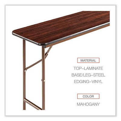 Alera Mahogany Rectangular Wood Folding Table with Steel Legs