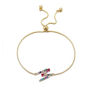 Adornia 14k Gold Plated Multi Color Stone Initial Bolo Bracelet - 1 of 1