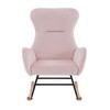 Teddy/Velvet Rocking Chair, Upholstered Accent Glider Chair with Side Pocket and Wood Legs, 4W-ModernLuxe - 4 of 4
