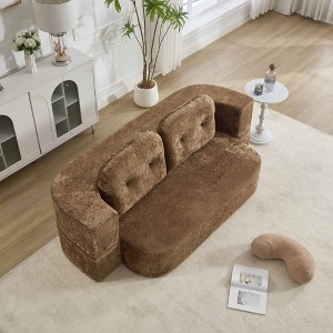 Hrinhom 78.7"W Folding Loveseat Lounge Floor Sofa,Sofa Bed with 2 Pillows - 1 of 4