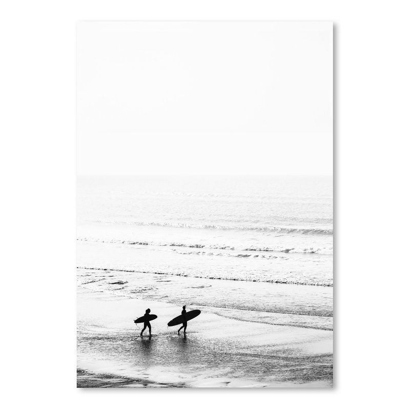 Americanflat Coastal Black White Surfing By Tanya Shumkina Poster, 1 of 7