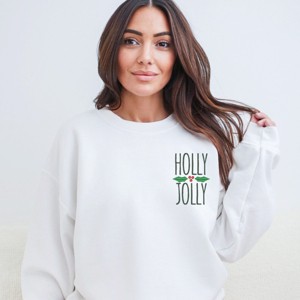 Embroidered Holly Jolly - Women's Graphic Sweatshirt - 1 of 4
