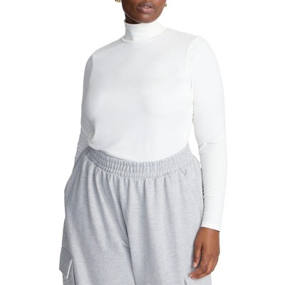 ELOQUII Elements Women's Plus Size Soft Brushed Mock Neck Long Sleeve
