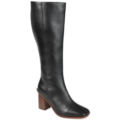 Journee Signature Wide Calf Women's Genuine Leather Tru Comfort Foam™  Tamori Boot Black 6