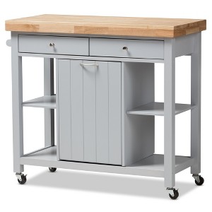 Hayward Kitchen Cart: Storage, Prep Station, Pull-Out Trash - Baxton Studio - 1 of 4