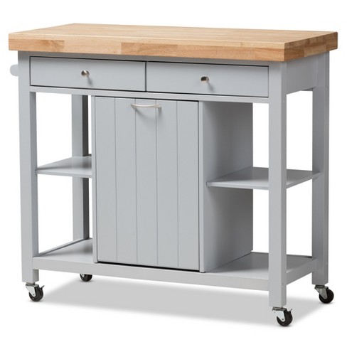 Hayward Coastal And Farmhouse Natural Wood Kitchen Cart White