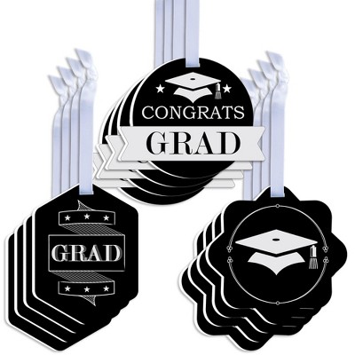 Big Dot of Happiness Graduation Cheers - Assorted Hanging Graduation Party Favor Tags - Gift Tag Toppers - Set of 12