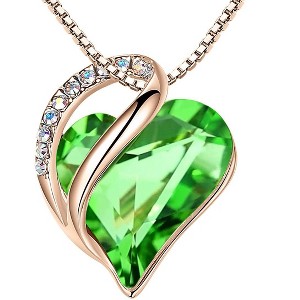 Leafael 18K Rose Gold Plated Love Heart Pendant Necklace with Healing Stone Crystal Jewelry Gifts for Women, 18"+2" - 1 of 4