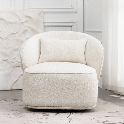Boucle Upholstered Swivel Barrel Chair - Kinwell