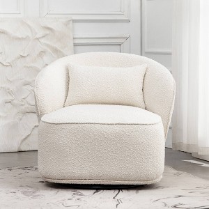 Boucle Upholstered Swivel Barrel Chair - Kinwell - 1 of 4