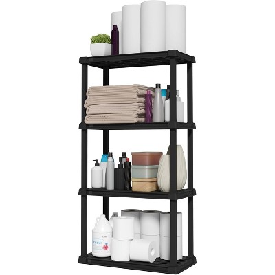 5-Shelf Light Duty Plastic Storage Shelves, Medium Modular Shelving Unit Storage Organizer for Bathroom