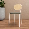 LeisureMod Velvet Dining Chair with Rattan Back, Set of 4 Side Kitchen Chair with Stainless Steel Base Euston Collection - 3 of 4