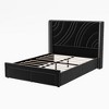 Merax Modern Velvet Upholstered LED Bed Frame with Wingback Headboard & Storage Drawers - 3 of 4