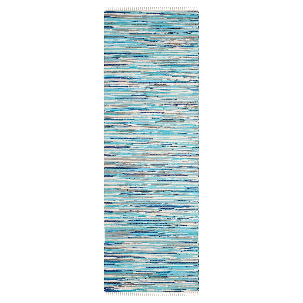 2'3inx8' Runner Riverbank Woven And Flatweave Rug Turquoise/Multi - Safavieh