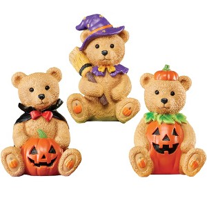 Collections Etc Hand-Painted Halloween Bear Sitter Decoration - Set of 3 - 1 of 2