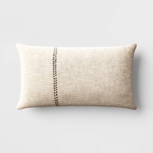 Oversized Stitched Lumbar Throw Pillow Neutral: Cotton-Linen Blend, Indoor - Threshold™ - 1 of 4