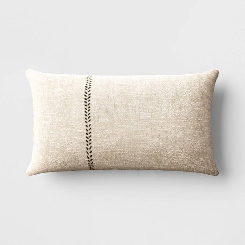 Oversized Stitched Lumbar Throw Pillow Neutral Threshold