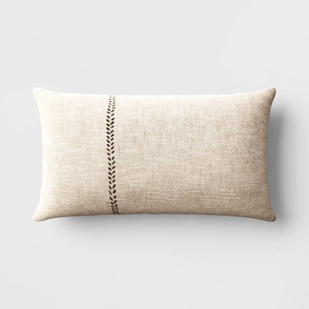 Oversized Stitched Lumbar Throw Pillow Neutral - Threshold™