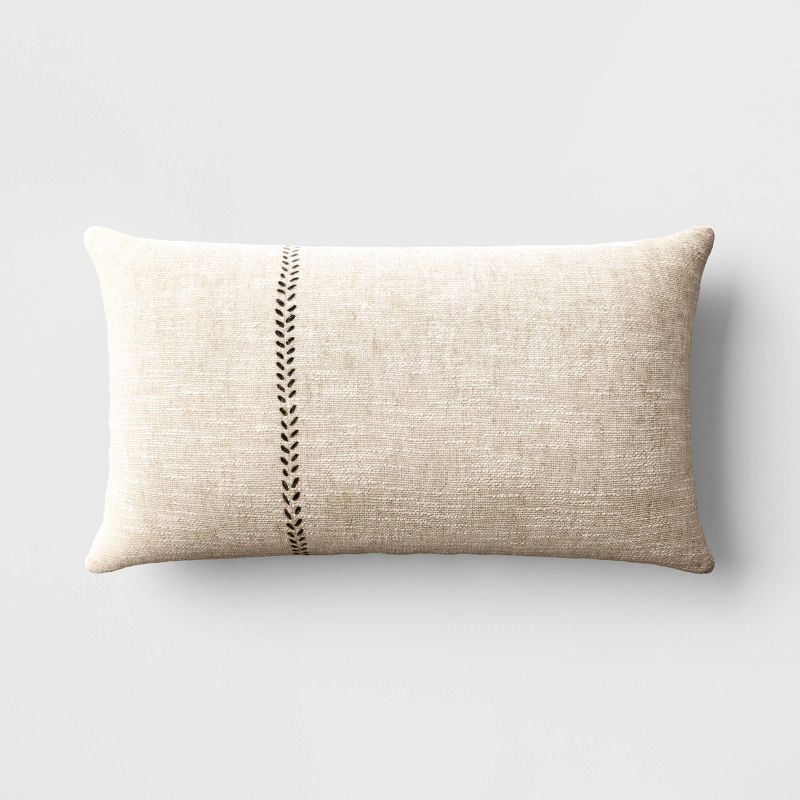 Oversized Stitched Lumbar Throw Pillow Neutral - Threshold&#8482;, 1 of 13