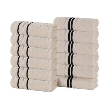 Zero Twist Cotton Solid Chevron Dobby Border Super Soft 12 Piece Assorted Bathroom  Towel Set, Black - Blue Nile Mills : Target