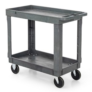 Tangkula 2-Tier Utility Cart Heavy-Duty PP Service Cart w/ 550 LBS Max Load for Warehouse - 1 of 4
