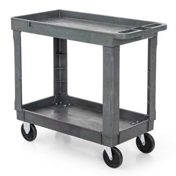 Tangkula 2-Tier Utility Cart Heavy-Duty PP Service Cart w/ 550 LBS Max Load for Warehouse