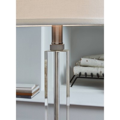 Deccalen Silver Crystal Table Lamp with White Shade