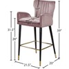 Meridian Furniture,Luxe Pink Velvet Stool, Set of 2 - 4 of 4