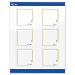 Avery 3" x 3" Labels, Gold Double Border with Florals, 60 ct - 1 of 4
