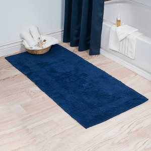 Hastings Home Cotton Reversible Nonslip Bath Mat - 60" x 24", Navy - 1 of 4
