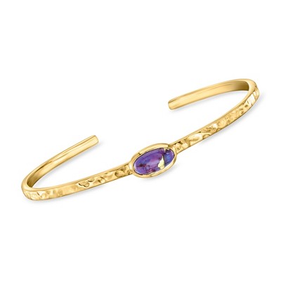 Ross-Simons Purple Turquoise Hammered Cuff Bracelet in 18kt Gold Over Sterling