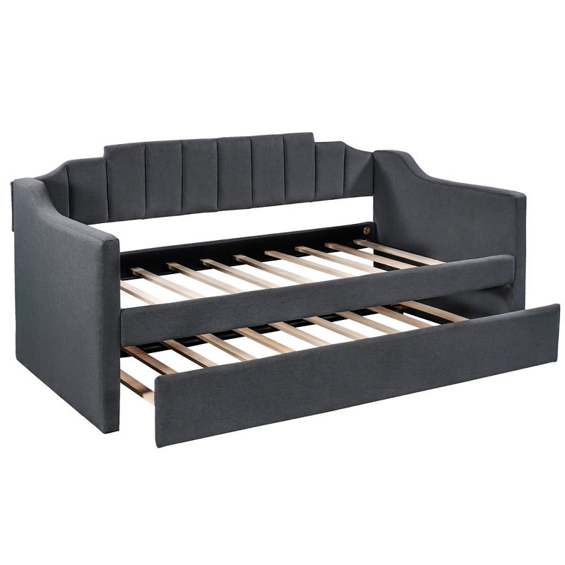 Twin Size Upholstered Daybed with Trundle Bed-ModernLuxe, 5 of 13