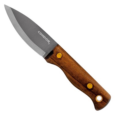 Condor Mini Bushlore Knife – 1075 High Carbon Steel, 3in Blade, 3mm Thick, Leather Sheath, Compact 2.9oz Bushcraft Knife