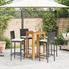 vidaXL Garden Bar Set Black Solid Acacia Wood Medium Removable Covers - 3 of 4