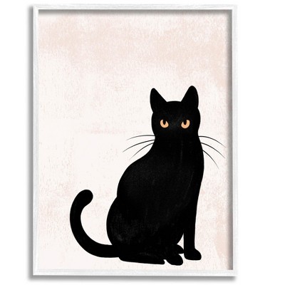 Stupell Industries Halloween Black Cat Silhouette Framed Giclee Art