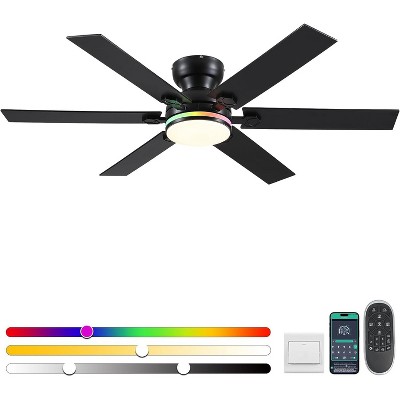 52 Inch RGB Flush Mount Ceiling Fan