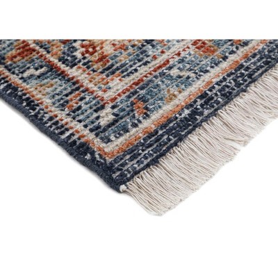 Hand Knotted Blue Wool Floral 5' x 8' Rug