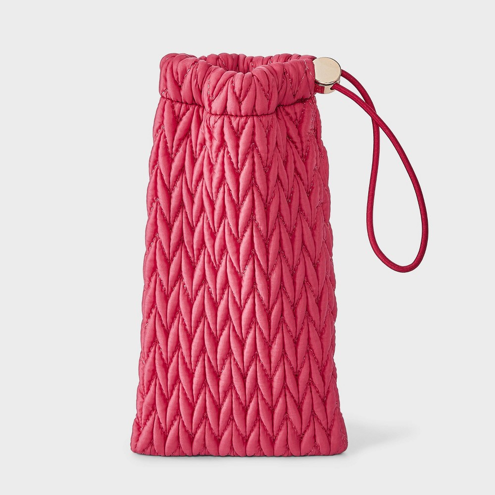 Women's Chevron Quilted Drawstring Sunglasses Pouch - A New Day™ Pink