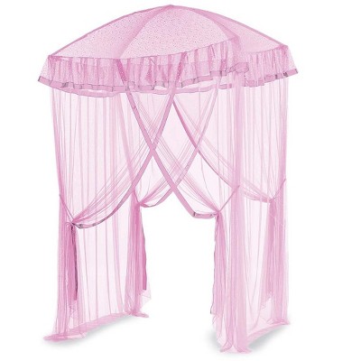 pink bed canopy with lights