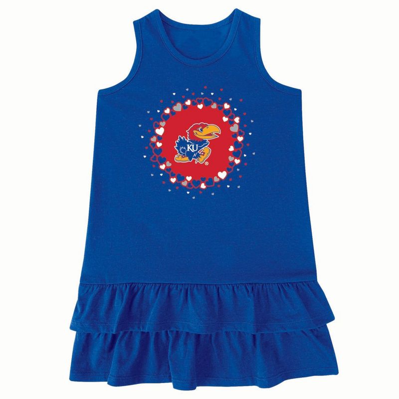 NCAA Kansas Jayhawks Girls&#39; Infant Ruffle Dress, 1 of 4