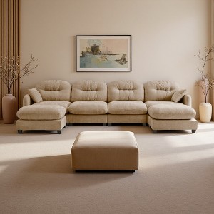 140" Chenille U-Shaped Modular Sectional Sofa with Ottoman - 1 of 4