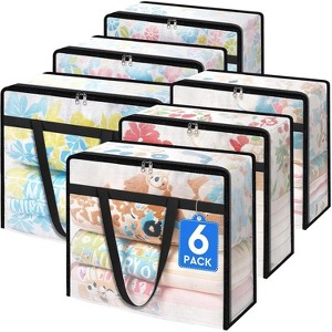 6 Pack Moving Bags Clear Window, Large Packing Bags for Saving Space, Storage Bags Strong Carrying Handles & Zippers - 1 of 4