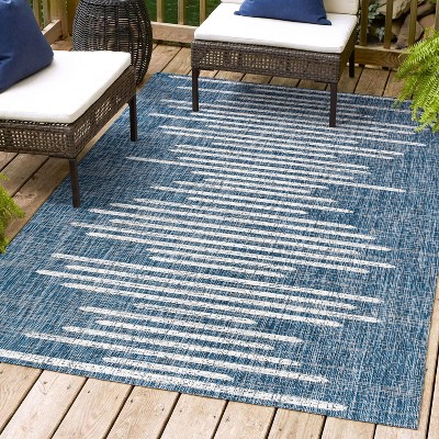 Bohemian Blue Stripe Washable Synthetic Rug - 3' x 5'
