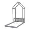 Sturdy Twin-Size Floor Bed featuring a House-Shaped Headboard and Roof, Constructed for Enduring Quality - 2 of 4