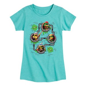 Girls' - Teenage Mutant Ninja Turtles - Battle Tycoon Sewer Fitted Short Sleeve Graphic T-Shirt - 1 of 4