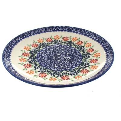 Blue Rose Polish Pottery Garden Bouquet Dinner Plate