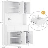 Homhougo Tall Kitchen Storage Cabinet with Shelves, Doors, Microwave Stand, Corner Pantry Cabinet with Lights, White - 2 of 4
