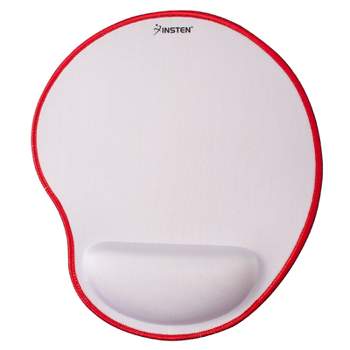Insten Mouse Pad with Wrist Support Rest, Stitched Edge Mat, Ergonomic Support, Pain Relief Memory Foam, Arc, White, 10.5 x 9 inches
