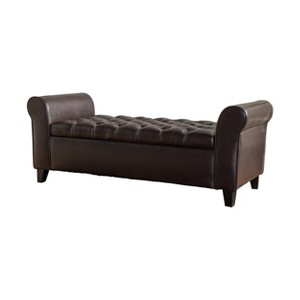 Keiko Storage Bench - Brown Leather - Christopher Knight Home
